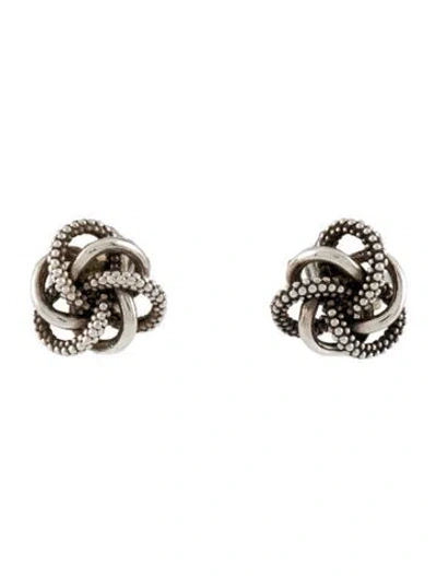 Pre-owned Lagos Small Silver Love Knot Stud Earrings In Multi