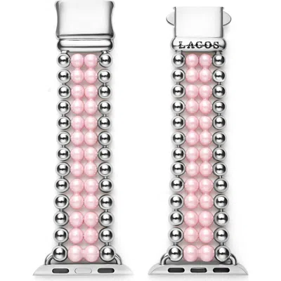 Lagos Smart Caviar Infinite Pink Ceramic Apple Watch® Watchband In Pink/silver