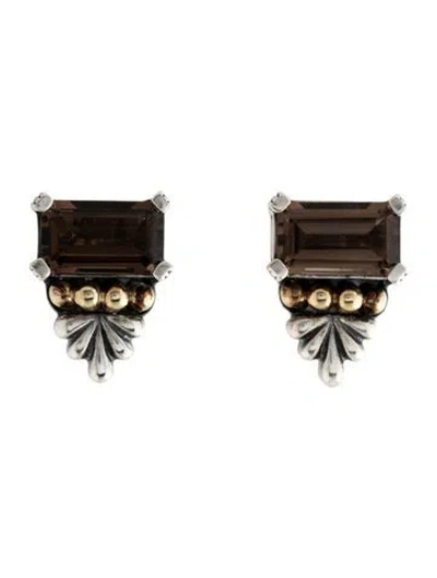 Pre-owned Lagos Smokey Quartz Earclip Earrings In Multicolor