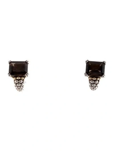 Pre-owned Lagos Smokey Quartz Huggie Earclips In Multi
