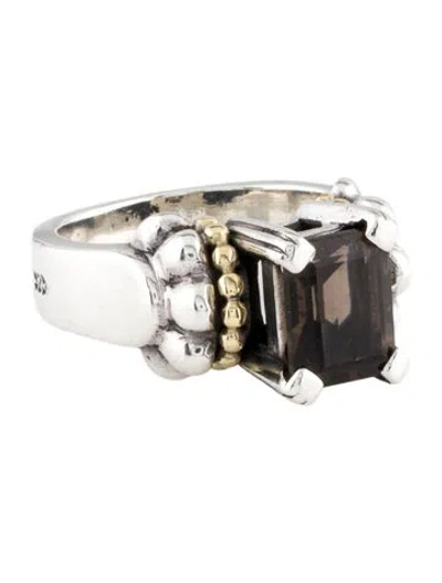 Pre-owned Lagos Smoky Quartz Caviar Cocktail Ring In Multi