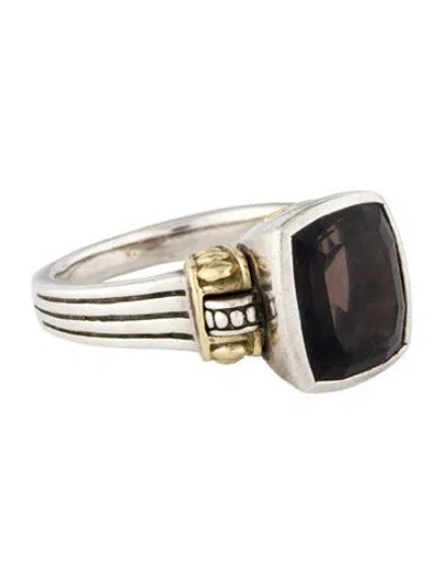 Pre-owned Lagos Smoky Quartz Caviar Cocktail Ring In Multi