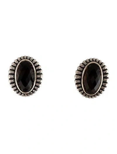 Pre-owned Lagos Smoky Quartz Caviar Stud Earclips In Multi