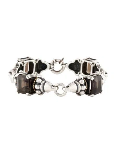 Pre-owned Lagos Smoky Quartz Link Bracelet, 6.75" In Multi