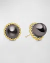Lagos 18k Yellow Gold & Sterling Silver Luna Tahitian Black Pearl Stud Earrings