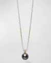 LAGOS STERLING SILVER AND 18K LUNA BLACK PEARL LUX PENDANT NECKLACE