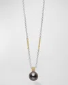 Lagos 18k Yellow Gold & Sterling Silver Luna Pearl Pendant Necklace, 16-18 In Black