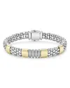 Lagos Sterling Silver & 18k Yellow Gold Caviar Diamond Link Bracelet In Silver