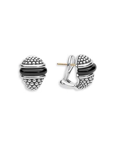 Lagos Sterling Silver Black Caviar Black Ceramic Beaded Stud Earrings