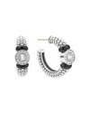 Lagos Black Caviar Diamond Huggie Hoop Earrings In Silver/black