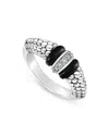 Lagos Sterling Silver Black Caviar Diamond & Black Ceramic Statement Ring In Silver