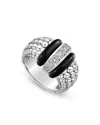 Lagos Sterling Silver Black Caviar Diamond & Ceramic Statement Ring In Silver