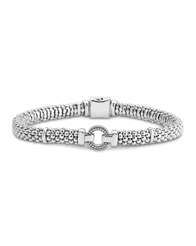Lagos Sterling Silver Caviar Bracelet With Open Circle
