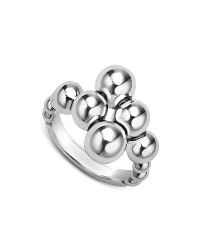 LAGOS STERLING SILVER CAVIAR BUBBLY BEADED BYPASS RING