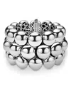 Lagos Sterling Silver Caviar Bubbly Beaded Wide Bangle Bracelet In Metallic