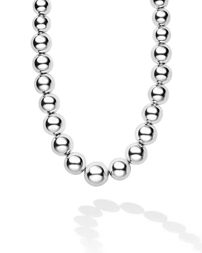 LAGOS STERLING SILVER CAVIAR BUBBLY GRADUATED BEAD COLLAR NECKLACE, 18