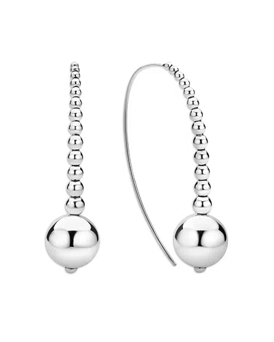 Lagos Sterling Silver Caviar Bubbly Graduated Bead Threader Earrings In Metallic