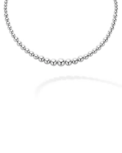 LAGOS STERLING SILVER CAVIAR BUBBLY PETITE GRADUATED BEAD COLLAR NECKLACE, 18