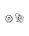 Lagos Caviar Bubbly Round Omega Clip Earrings In Silver