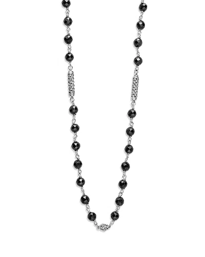 Lagos Caviar Icon Ceramic Beaded Necklace In Silver