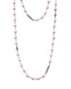 Lagos Caviar Icon Pink Ceramic Bead Long Necklace In Pink/silver
