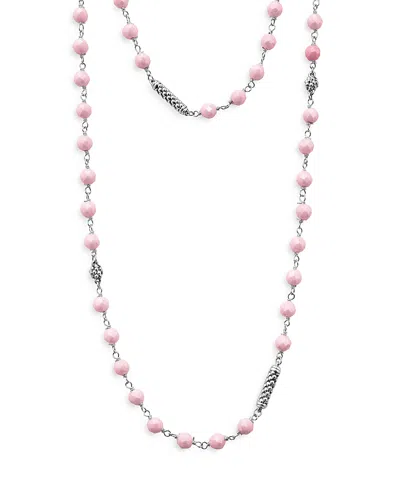 LAGOS STERLING SILVER CAVIAR ICON PINK CERAMIC BEAD STATION NECKLACE, 34