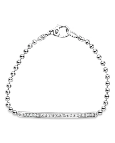 LAGOS STERLING SILVER CAVIAR SPARK DIAMOND BAR CHAIN BRACELET,05-81222-DD6.5