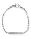 Lagos Sterling Silver Caviar Spark Diamond Bar Chain Bracelet In White/silver