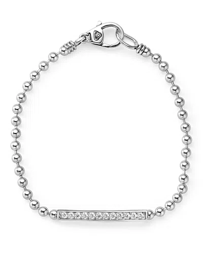 LAGOS STERLING SILVER CAVIAR SPARK DIAMOND BAR CHAIN BRACELET,05-81238-DD6.5