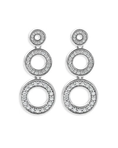 Lagos Sterling Silver Caviar Spark Diamond Triple Circle Drop Earrings In Silver Diamond