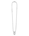 Lagos Sterling Silver Caviar Spark Diamond U Pendant Necklace, 16-18 In Silver