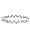Lagos Sterling Silver Caviar Spark Diamond Wavy Bangle Bracelet In Silver