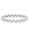 Lagos Sterling Silver Caviar Spark Diamond Wavy Bangle Bracelet