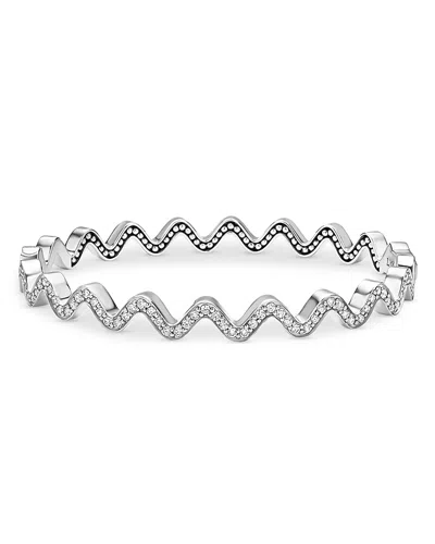 LAGOS STERLING SILVER CAVIAR SPARK DIAMOND WAVY BANGLE BRACELET