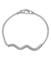 Lagos Sterling Silver Caviar Spark Diamond Wavy Bead Link Bracelet In Silver
