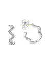 Lagos Sterling Silver Caviar Spark Diamond Wavy Huggie Hoop Earrings In Silver