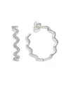 Lagos Sterling Silver Caviar Spark Diamond Wavy Medium Hoop Earrings In Silver