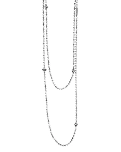 LAGOS STERLING SILVER CHAIN NECKLACE WITH CAVIAR ICON STATIONS, 36,04-80978-36