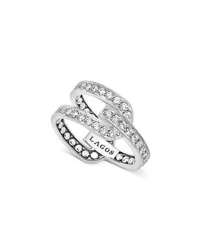 Lagos Sterling Silver Diamond Caviar Linear Ring In Metallic