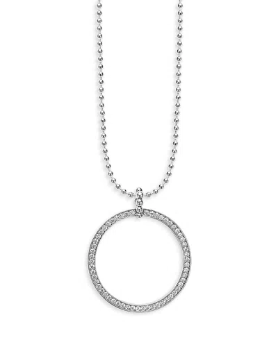 LAGOS STERLING SILVER DIAMOND CAVIAR SPARK CIRCLE PENDANT NECKLACE