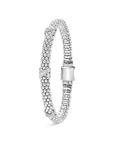 LAGOS STERLING SILVER EMBRACE COLLECTION ROPE BRACELET WITH DIAMONDS,05-80790-S006.5