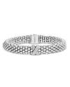 Lagos Sterling Silver Caviar Diamond X Rope Bracelet In White/silver