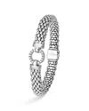 Lagos Sterling Silver Enso Rope Bracelet With Diamonds In White/silver