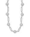 Lagos Sterling Silver Luna Cultured Pearl Fleur Link Necklace, 18 In Silver