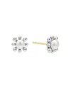 Lagos Sterling Silver Luna Cultured Pearl Fleur Stud Earrings In Silver