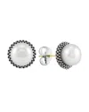Lagos Sterling Silver Luna Pearl Stud Earrings In White/silver