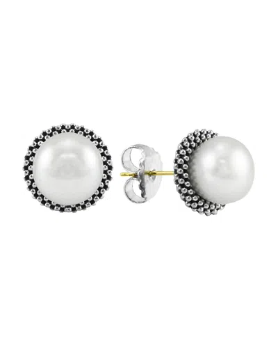 LAGOS STERLING SILVER LUNA CULTURED PEARL STUD EARRINGS,01-80848-M
