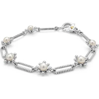 Lagos Sterling Silver Luna Fleur Cultured Pearl Bracelet