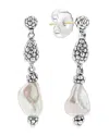 Lagos Sterling Silver Luna Keshi Pearl & Caviar Bead Drop Earrings In Silver
