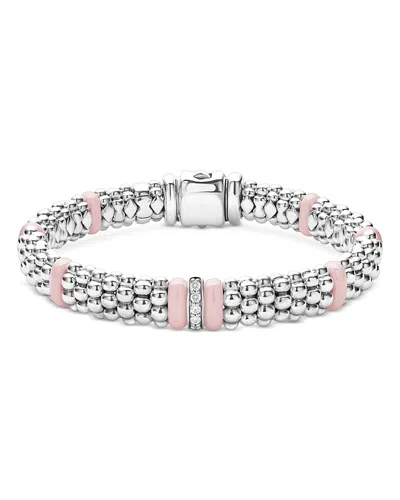 Lagos Pink Caviar Diamond Ceramic Station Bracelet